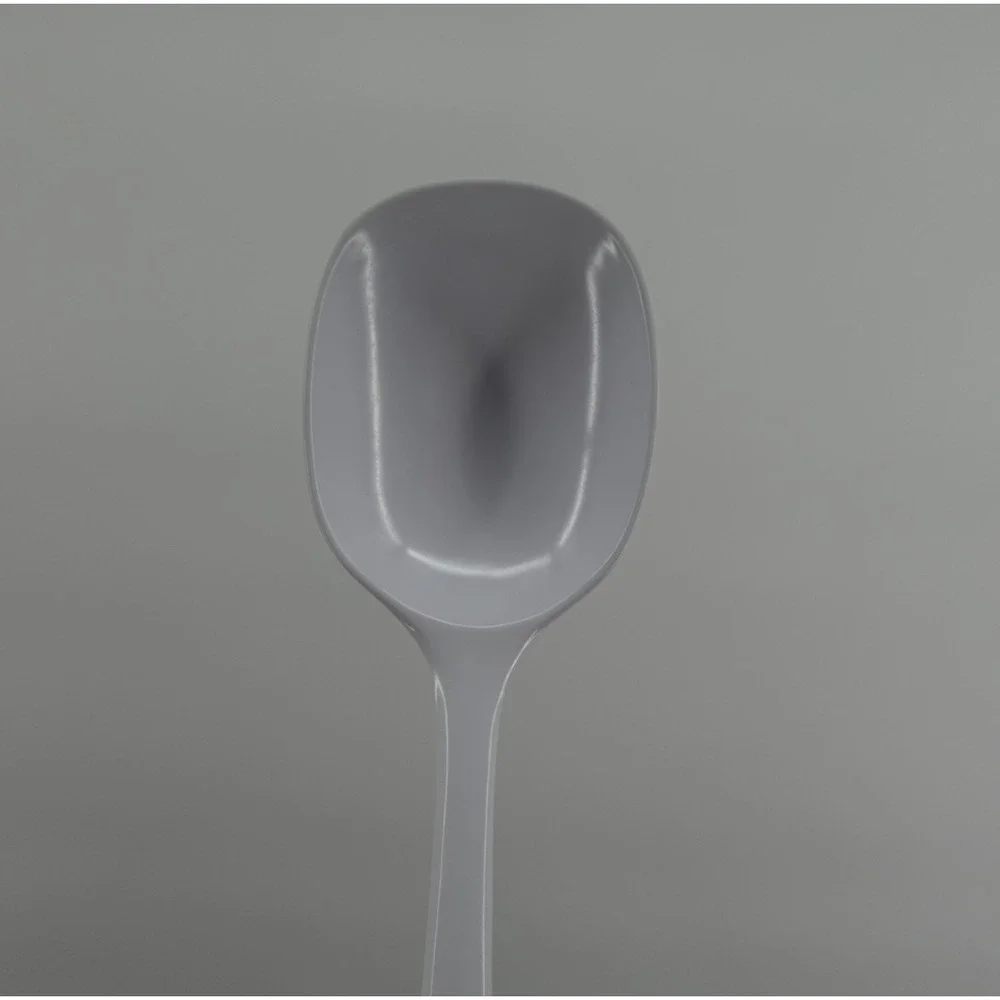 White Melamine Serving Spoon Set Slotted and Solid JP-616 JP-617 11 Inch 2 Piece